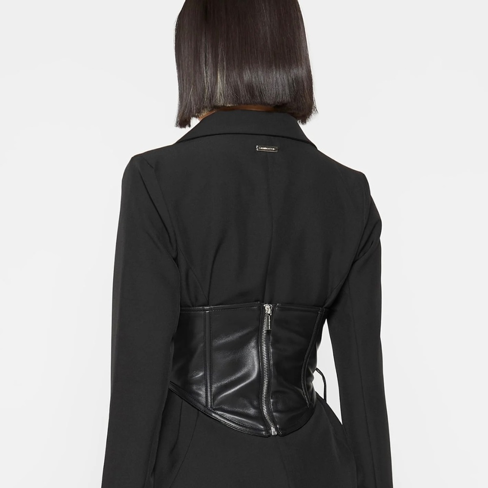 BLAZER WITH VEGAN LEATHER CORSET - Picture 3 of 4